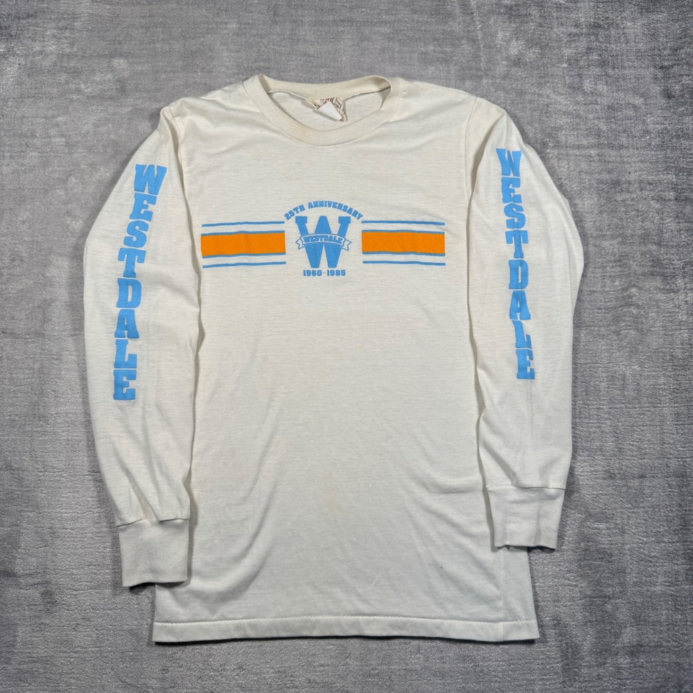 Westdale High School Shirt Mens Medium White Vintage 80s Long Sleeve Thin